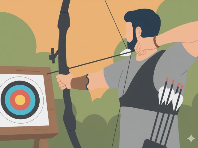 arquero apuntando al objetivo